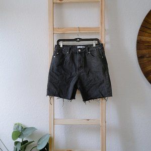 Adika Women's Unisex Black Jean Shorts Distressed ends